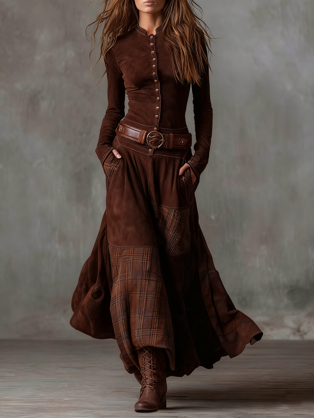 Azucena | Maxi jurk van suede met riem