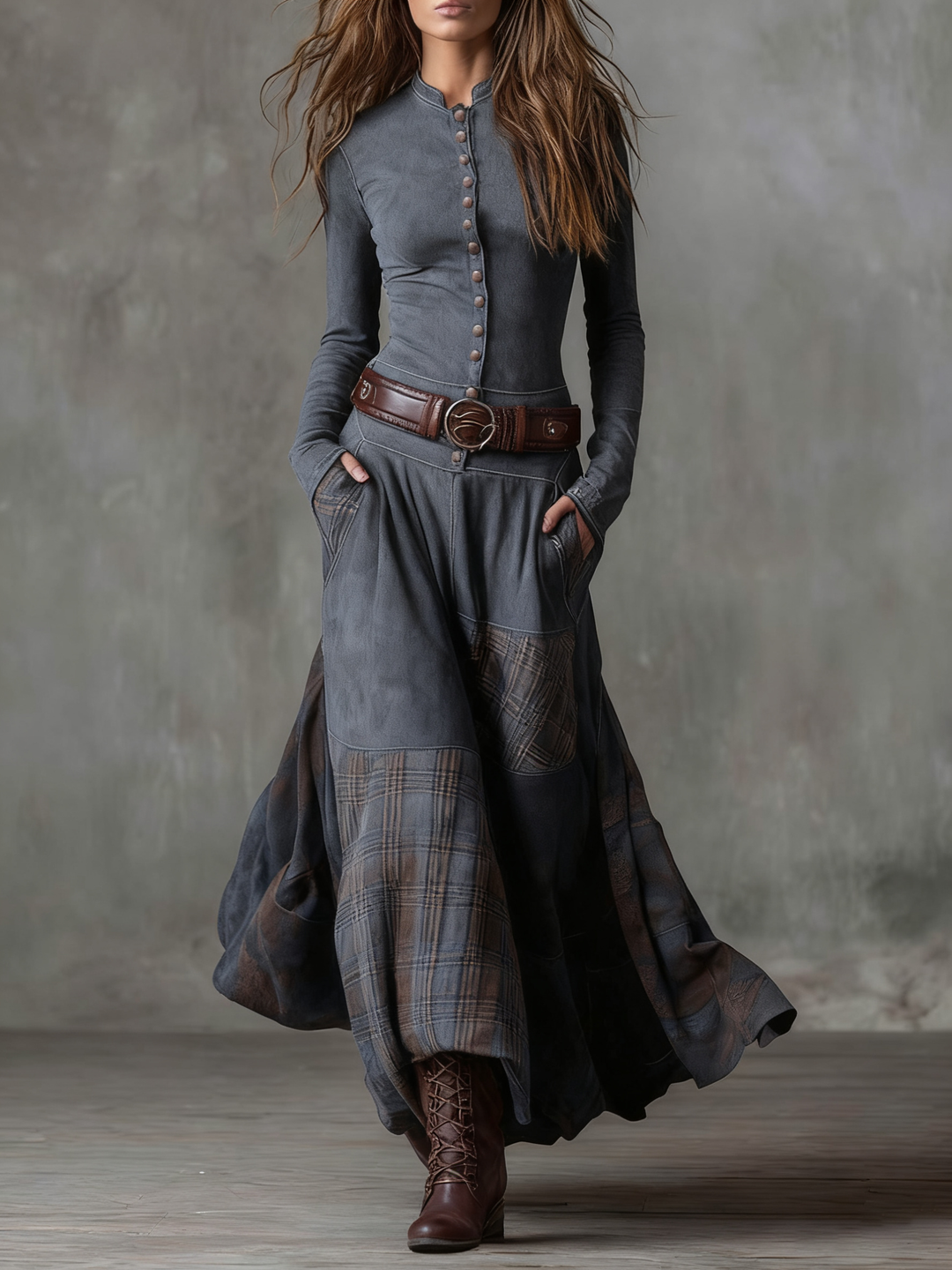 Azucena | Maxi jurk van suede met riem