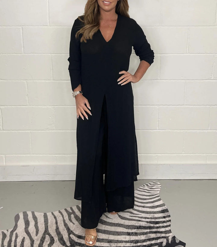 Cherly™ Comfortabele Twee-delige Set | Vloeiende Blouse en Wijde Broek
